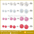 Fashion CZ Disco Ball Paved Rhinestone Shamballa Clay Ear Studs